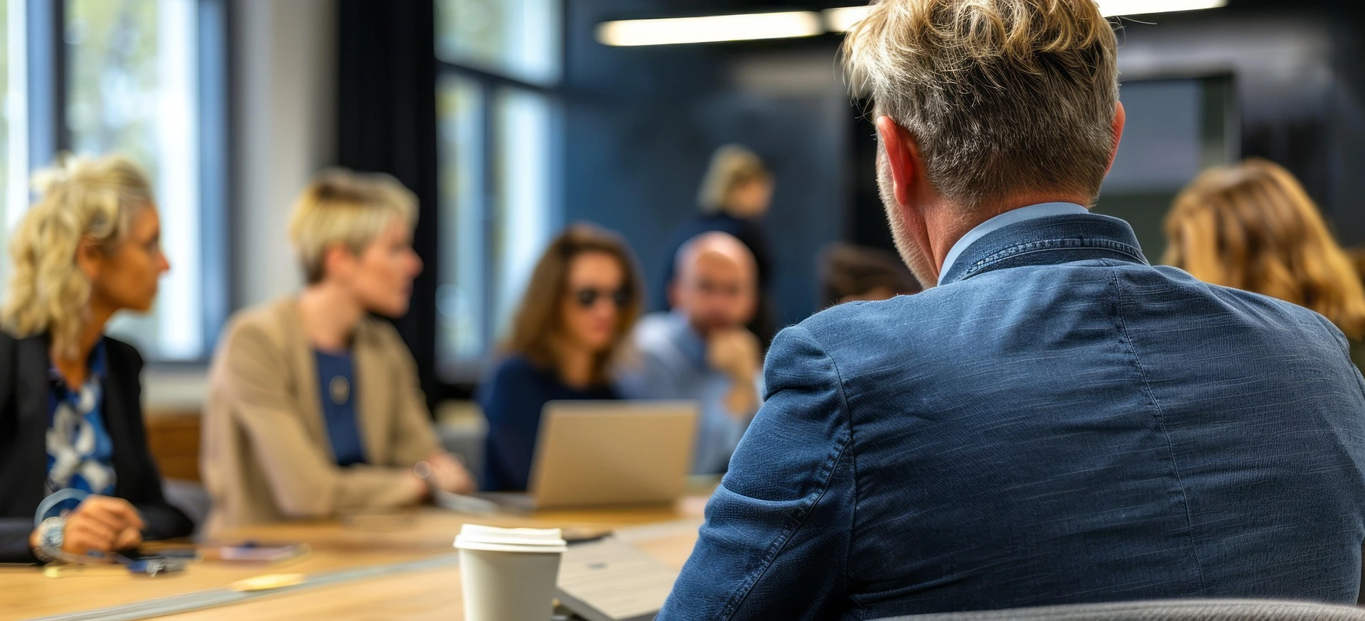 Professionnels autour d'une table de conférence